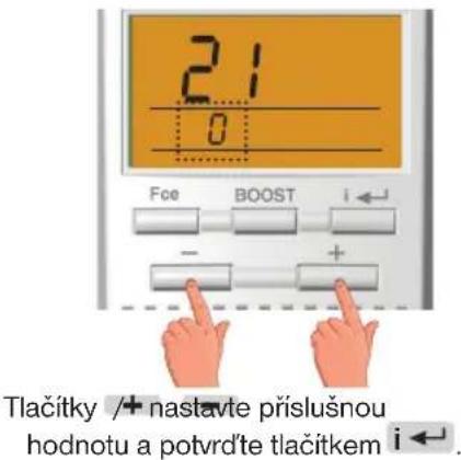 2.1 0 Fce BOOST i← - + Tlačitky /+ nastavte príslušnou hodnotu a potvrďte tlačitkem i←.