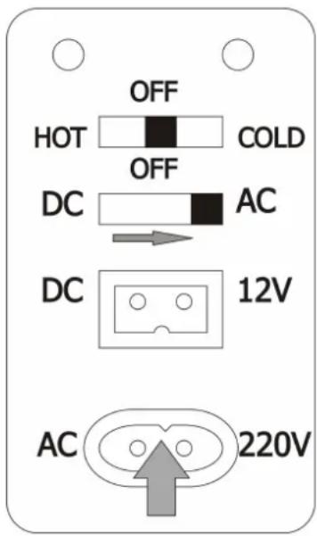 OFF HOT COLD OFF DC AC DC 12V AC 220V