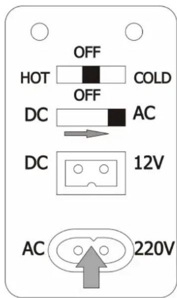 OFF HOT COLD OFF DC AC DC 12V AC 220V