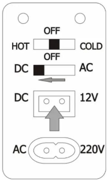 OFF HOT COLD OFF DC AC DC 12V AC 220V