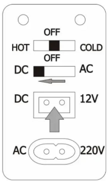 OFF HOT COLD OFF DC AC DC 12V AC 220V