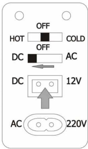 OFF HOT COLD OFF DC AC DC 12V AC 220V