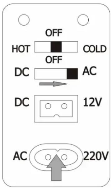 OFF HOT COLD OFF DC AC DC 12V AC 220V