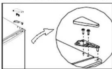 Diagram illustrating a mechanical assembly or mounting process with labeled components and directional arrow