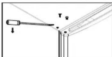 Diagram showing a mechanical or electrical component with labeled parts and directional arrows, including symbols like 'T' and '↓'.