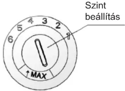 Szint beállítás ↑ MAX