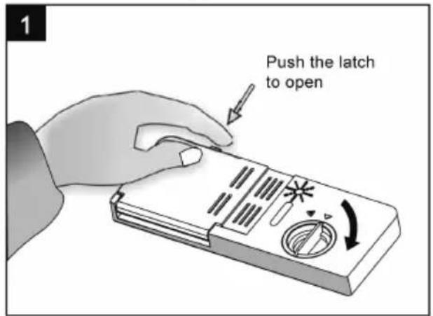 Push the latch to open