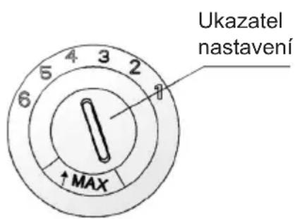 Ukazatel nastavení ↑MAX