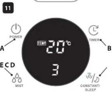 11 POWER A TECH 20°C 3 ECD MIST TIMER B CONSTANT/ SLEEP