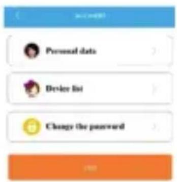 Personal data Device list Change the password