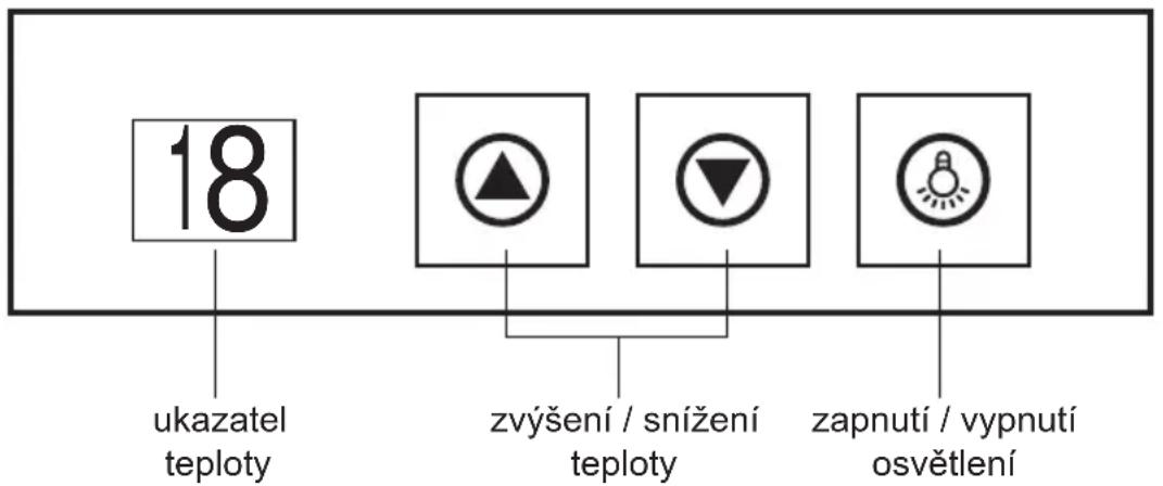 18 ukazatel teploty zvýšení / snížení teploty zapnutí / vypnutí osvětlení