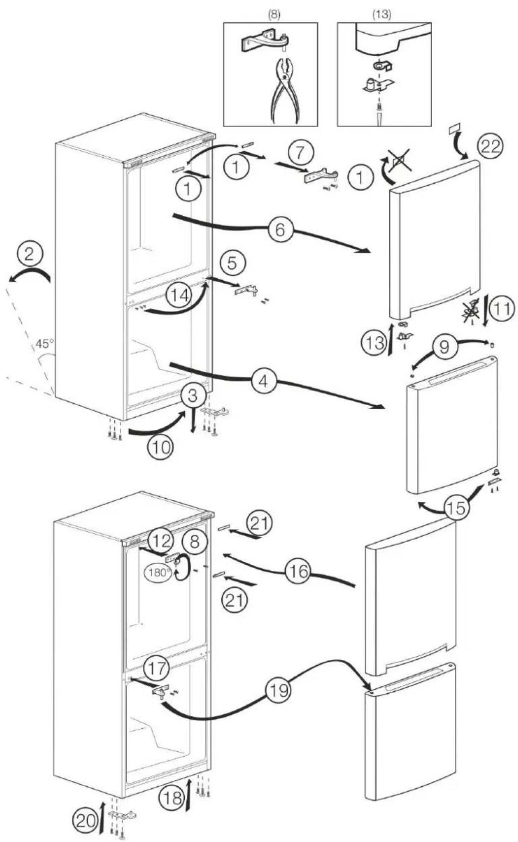 BEKO RCSA340K30WN - Reversing the doors - 1
