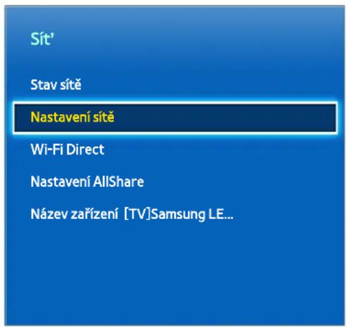 Sít' Stav sítě Nastavení sítě Wi-Fi Direct Nastavení AllShare Název zařízení [TV]Samsung LE...