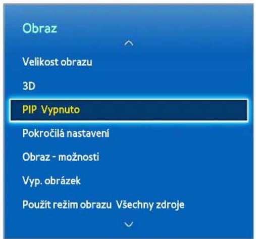 Obraz Velikost obrazu 3D PIP Vypnuto Pokročilá nastavení Obraz - možnosti Vyp. obrázek Použit režim obrazu Všechny zdroje