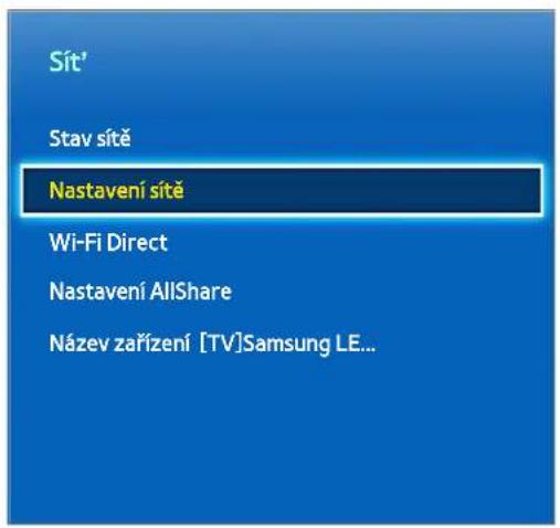 Sít' Stav sítě Nastavení sítě Wi-Fi Direct Nastavení AllShare Název zařízení [TV]Samsung LE...