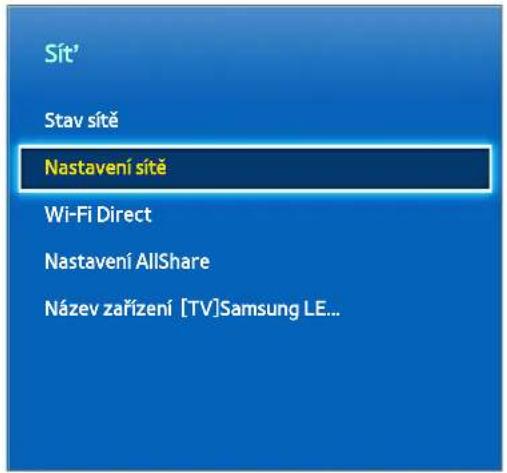 Sít' Stav sítě Nastavení sítě Wi-Fi Direct Nastavení AllShare Název zařízení [TV]Samsung LE...