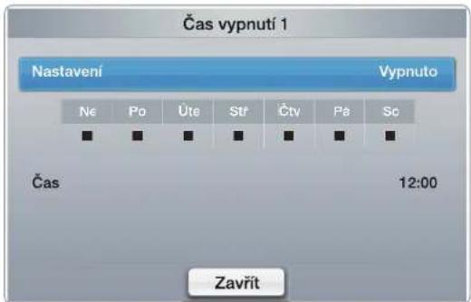 Čas vypnutí 1 Nastavení Vypnuto N€ Po Úte Str Čtv Pa Sc Čas 12:00 Zavřit