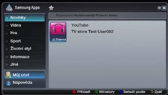 SAMSUNG UE55D6000TP - Používání barevných tlačítek pro funkci Samsung Apps. - 1