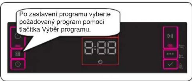 Po zastavení programu vyberte požadovaný program pomocí tlačítka Výběr programu. 8:88