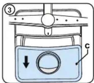 Diagram of a car air vent with labeled components and directional arrow