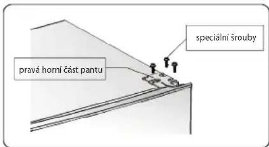 pravá horní část pantu speciální šrouby