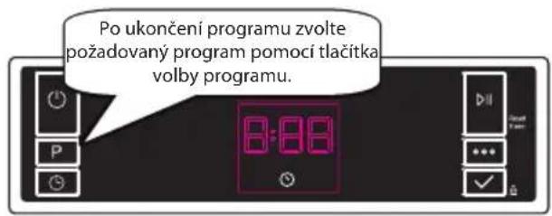 Po ukončení programu zvolte požadovaný program pomocí tlačitka volby programu.