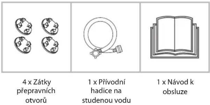 4 x Zátky přepravních otvorů 1 x Přívodní hadice na studenou vodu 1 x Návod k obsluze