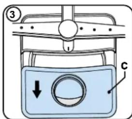 Diagram of a car air vent with labeled component C and directional arrow indicating flow or movement