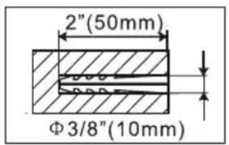 2"(50mm) Φ3/8"(10mm)
