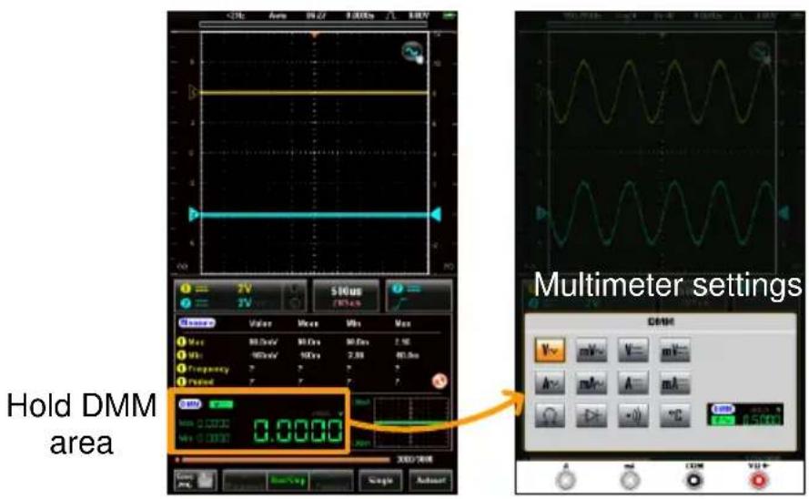 Hold DMM area Multimeter settings
