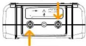 Diagram showing a vehicle front view with directional arrows and labeled components, likely indicating movement or navigation.