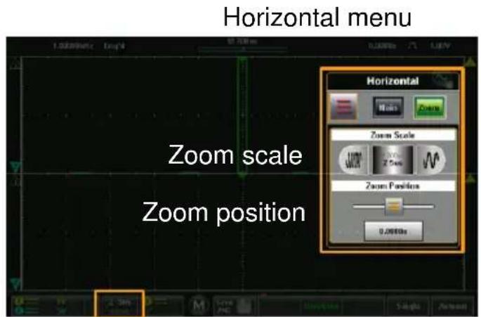 Horizontal menu Zoom scale Zoom position Horizontal Zoom Scale Zoom Position 0.0000s