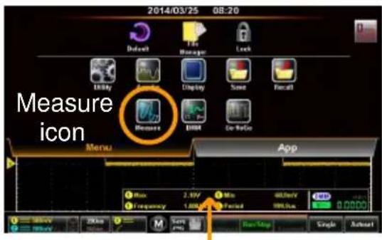 2014/03/25 08:20 Default File Manager Lock Entity Display Save Recall Measure OK Go Radio Measure icon Menu App Max 2.1kV Min 40.0kV Frequency 1.0kV Paired 100.0kV Money Share Sens Backlog Single Subset