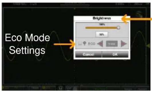 Eco Mode Settings Brightness 100% 30% ECO Cancel OK