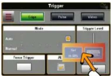 Trigger Edge Probe Video Mode Auto Normal Force Trigger Alt Trigger Level Get in 50% OK