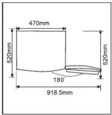 470mm 520mm 180° 918.5mm 520mm