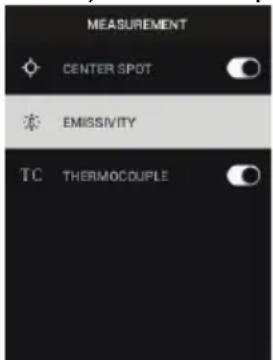 FLIR TG297 - Podnabídka Settings (Nastavení) - 2
