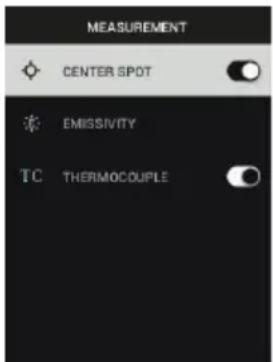 FLIR TG297 - Podnabídka Settings (Nastavení) - 1