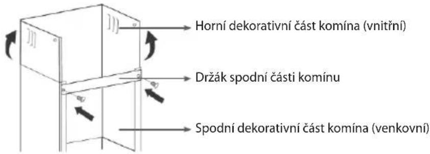 Horní dekorativní část komína (vnitřní) Držák spodní části komínu Spodní dekorativní část komína (venkovní)