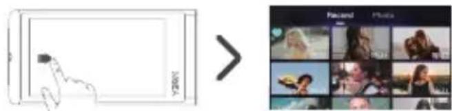 Image processing workflow showing a hand holding photo and a photo editing interface with multiple video thumbnails.