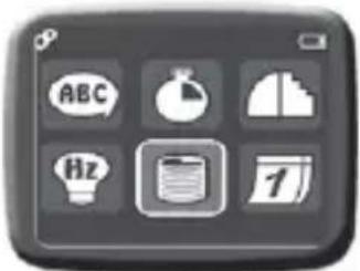 Icon set displaying six labeled UI elements: ABC, money bag, histogram, lightbulb, document, and number 7