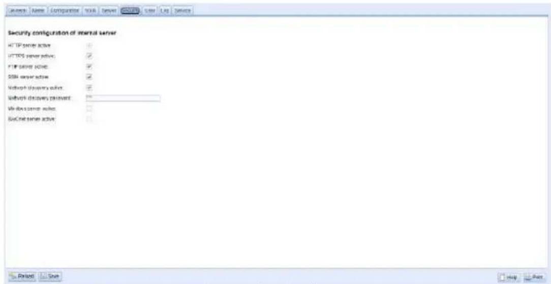 Security configuration of internal server HTTP server active HTTPS server active FTP server Active DNS server active Network Discovery active Network Discovery password Web Server active Web Server active Poland Share Help Paste