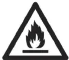 Warning sign depicting a flame symbol in a triangular shape