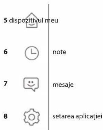 5 dispozitivul meu 6 note 7 mesaje 8 setarea aplicatiei