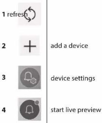 1 refresh 2 + add a device 3 device settings 4 start live preview