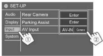 SET-UP Audio Rear Camera Enter Display Parking Assist Enter Input AV Input AV-IN Camera System ①