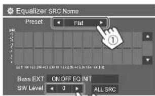 Equalizer SRC Name Preset Flat Bases EXT OK OFF EQ NIT SW Level 0 ALL SRC