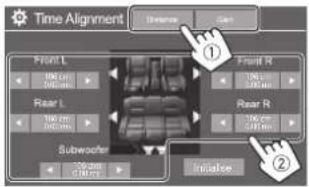 Time Alignment Front L 100 cm 500 mm Rear L 100 cm 500 mm Subwoofer 300 cm 500 mm Front R 100 cm 500 mm Rear R 100 cm 500 mm Subwoofer 300 cm 500 mm