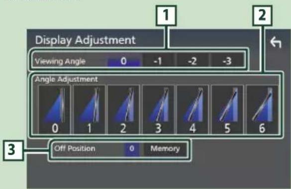 Display Adjustment Viewing Angle 0 -1 -2 -3 Angle Adjustment 0 1 2 3 4 5 6 Off Position 0 Memory