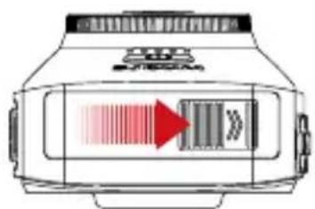 Diagram of a device with red arrow indicating direction and gray bar, labeled 'SINTEL' at top